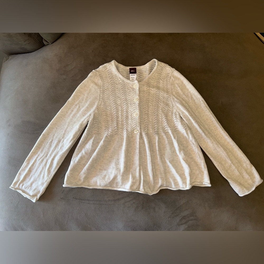 Tea Collection Heathered Gray Size 8-10 Large Button-Up Knit Sweater